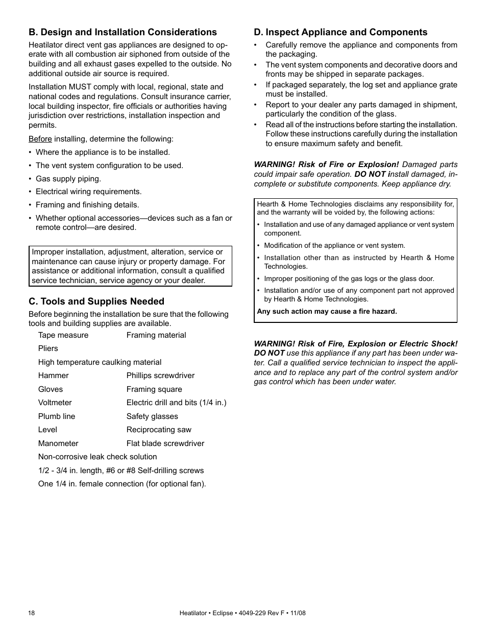 Hearth and Home Technologies Direct Vent Gas Appliance EDV3633L User Manual | Page 18 / 60