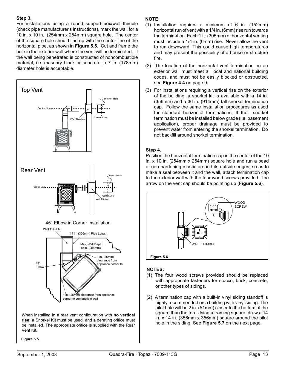 Top vent rear vent | Hearth and Home Technologies 839-1290 User Manual | Page 13 / 56