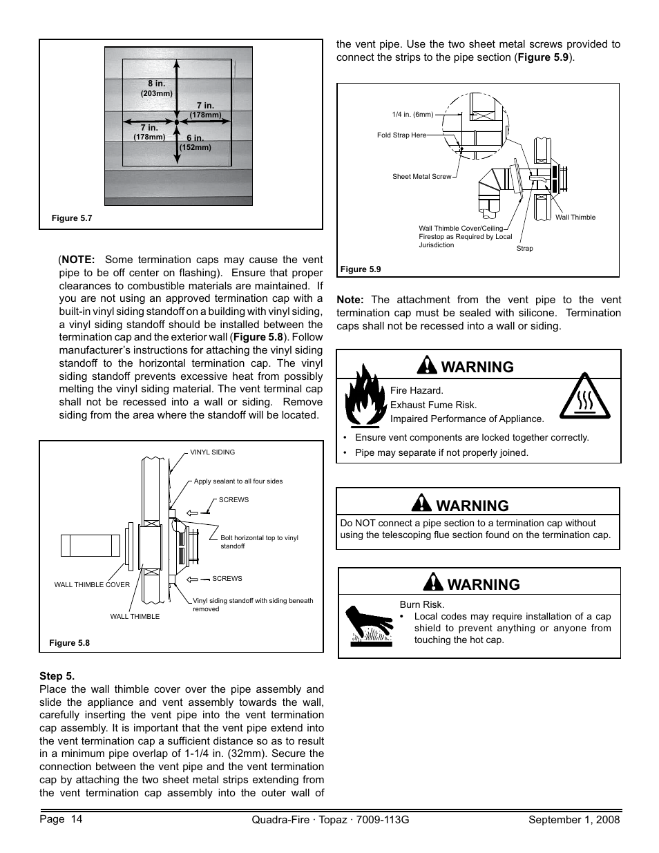 Warning | Hearth and Home Technologies 839-1290 User Manual | Page 14 / 56