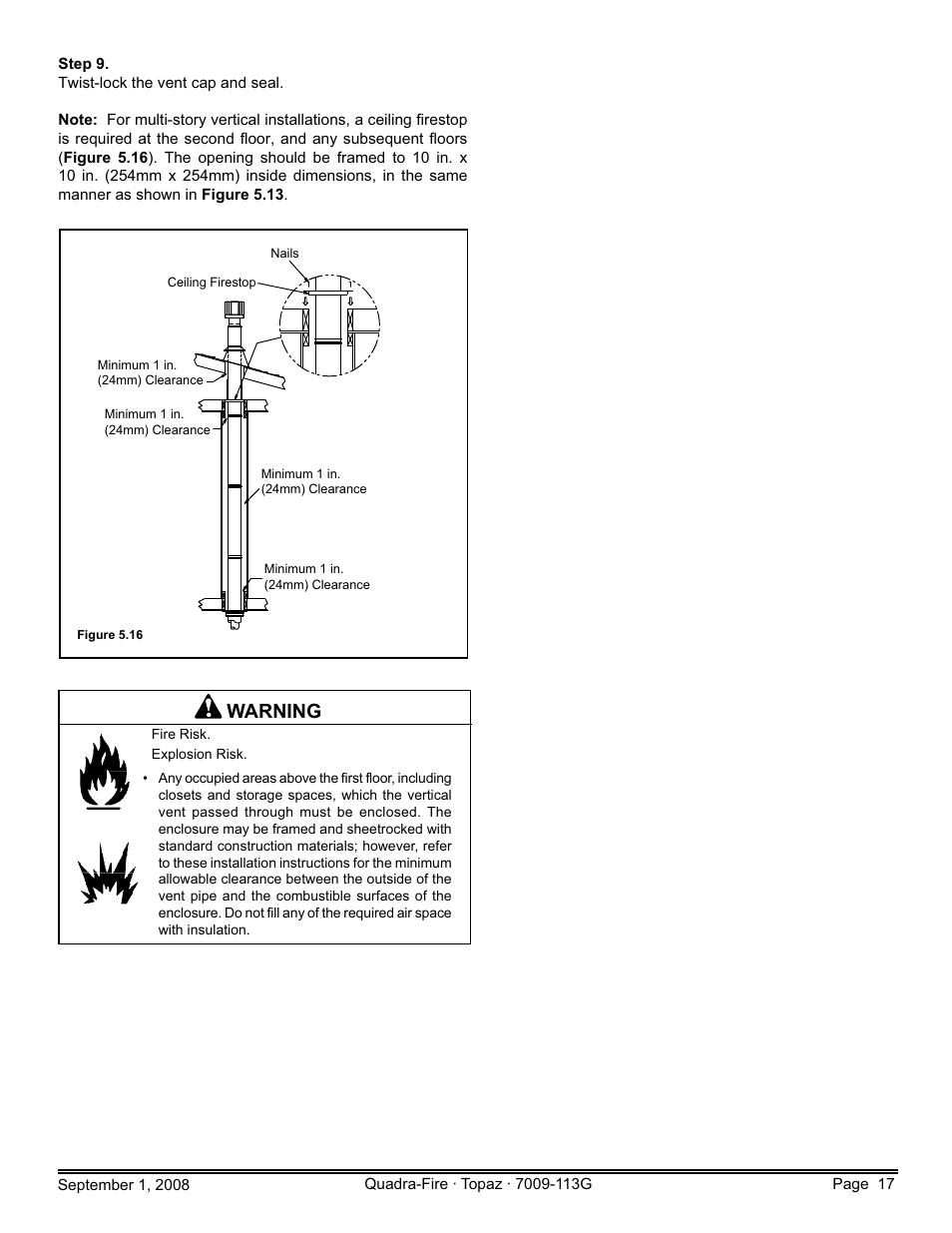 Warning | Hearth and Home Technologies 839-1290 User Manual | Page 17 / 56