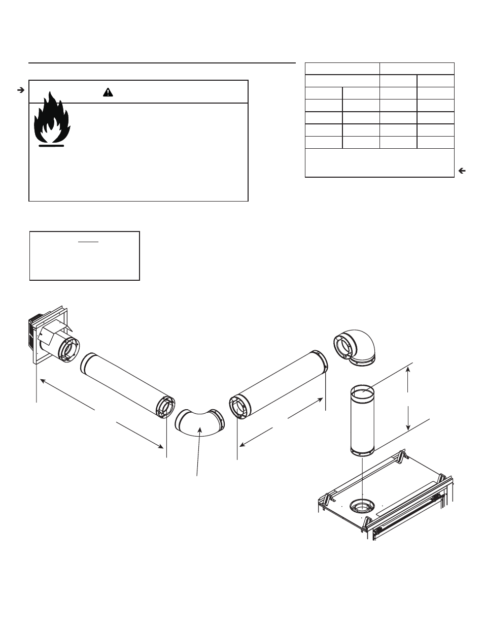 Warning, Two elbows, Top vent - horizontal termination - (continued) | Hearth and Home Technologies GDST3831I User Manual | Page 27 / 62