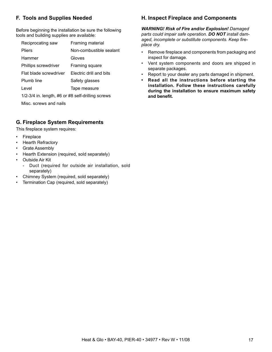 Hearth and Home Technologies BAY-40 User Manual | Page 17 / 52