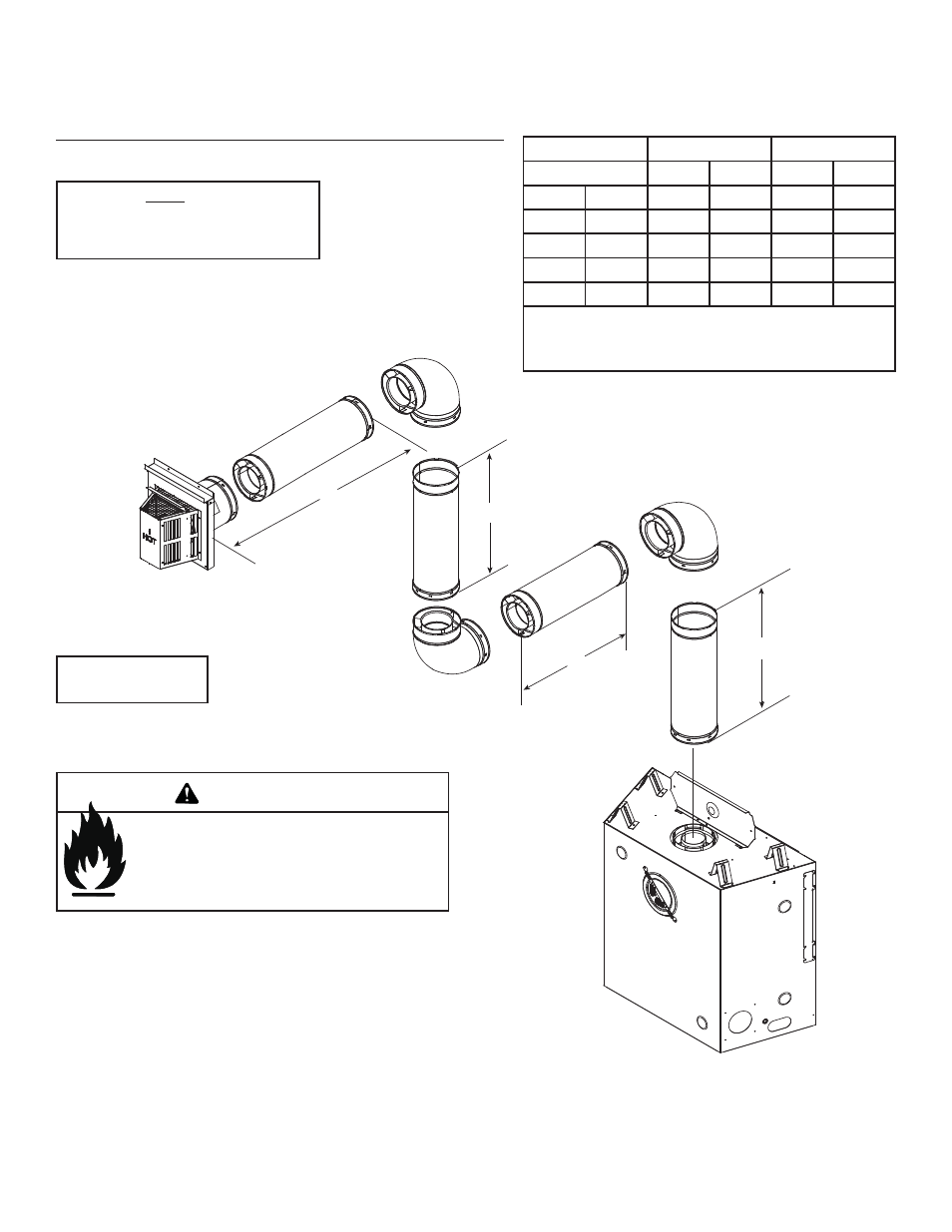 Warning, Three elbows, Top vent - horizontal termination - (continued) | Hearth and Home Technologies DV3732SBIL User Manual | Page 26 / 77