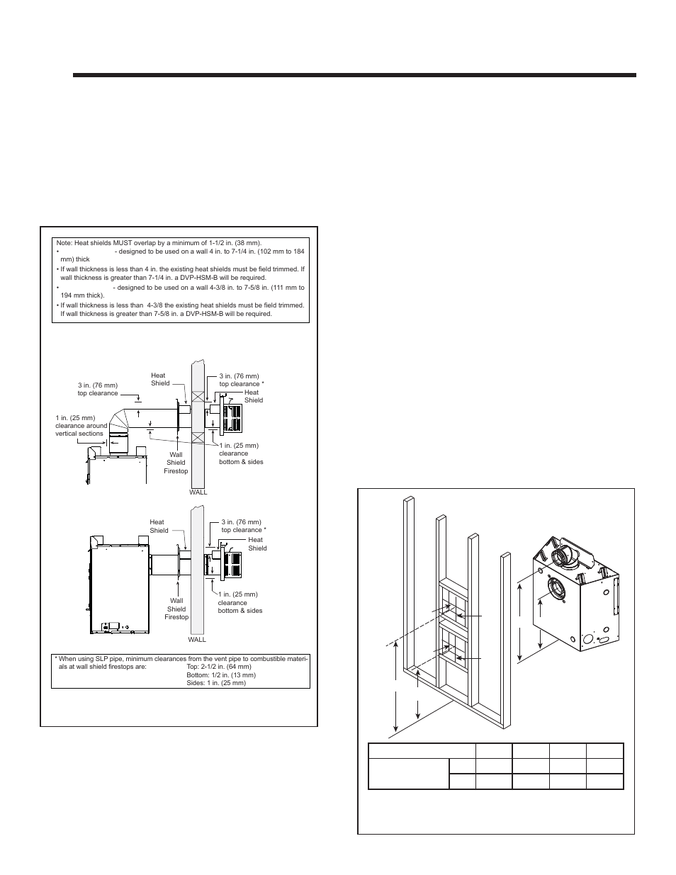 Vent clearances and framing, A. pipe clearances to combustibles, B. wall penetration framing | Hearth and Home Technologies DV3732SBIL User Manual | Page 36 / 77