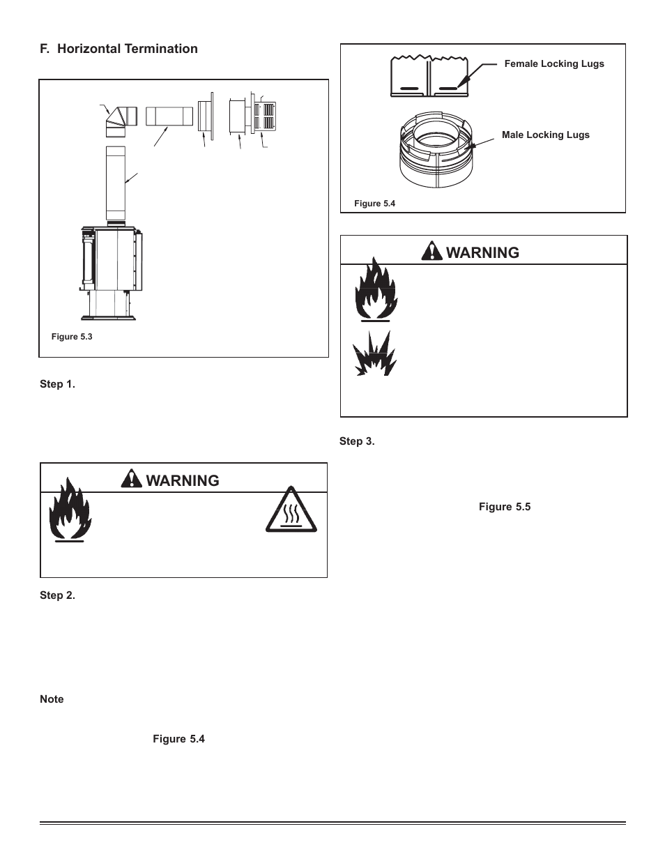 Warning, F. horizontal termination | Hearth and Home Technologies Hudson Bay Direct Vent Gas Appliance HUDBAY-FS User Manual | Page 12 / 49