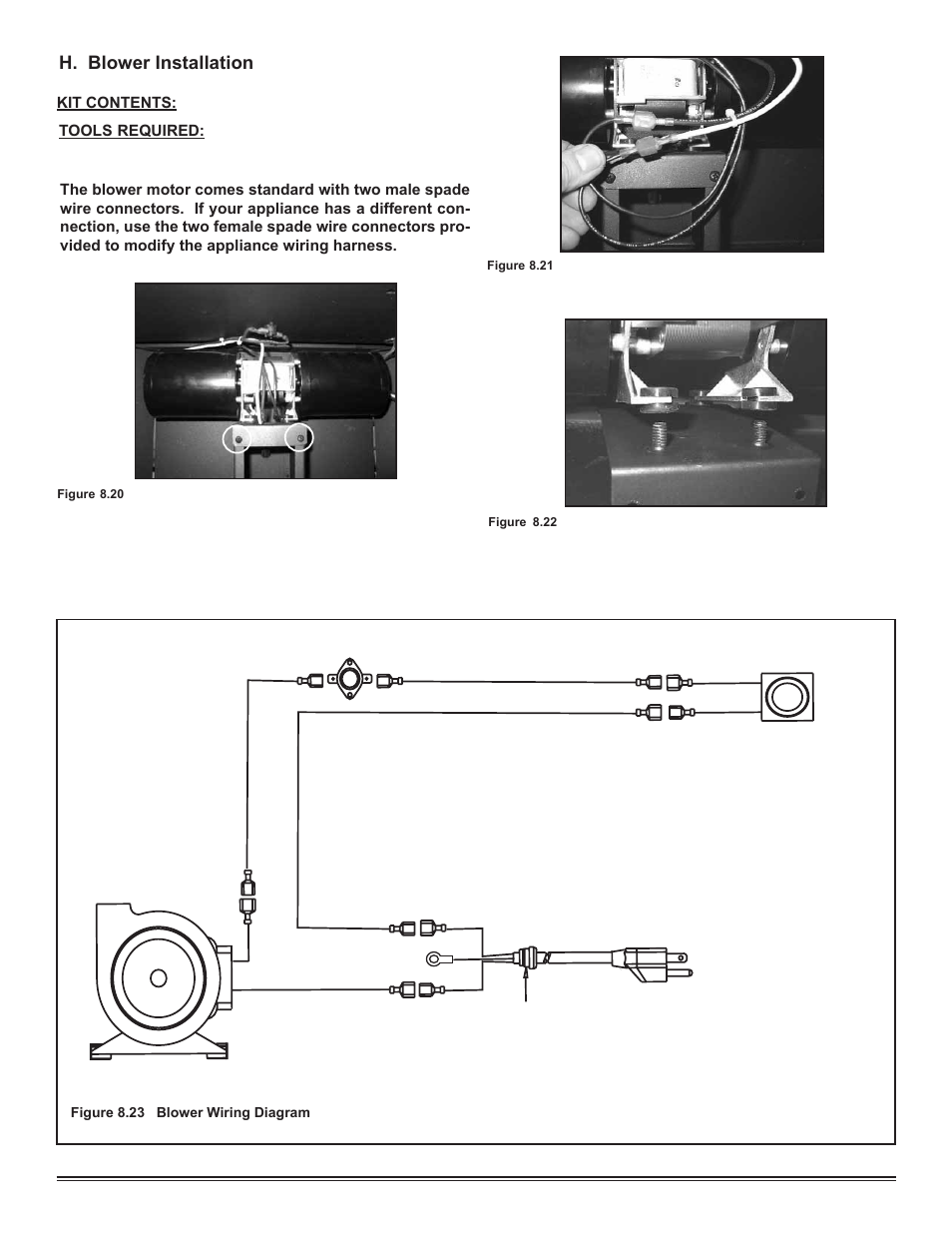 H. blower installation, Fan assembly | Hearth and Home Technologies Hudson Bay Direct Vent Gas Appliance HUDBAY-FS User Manual | Page 32 / 49