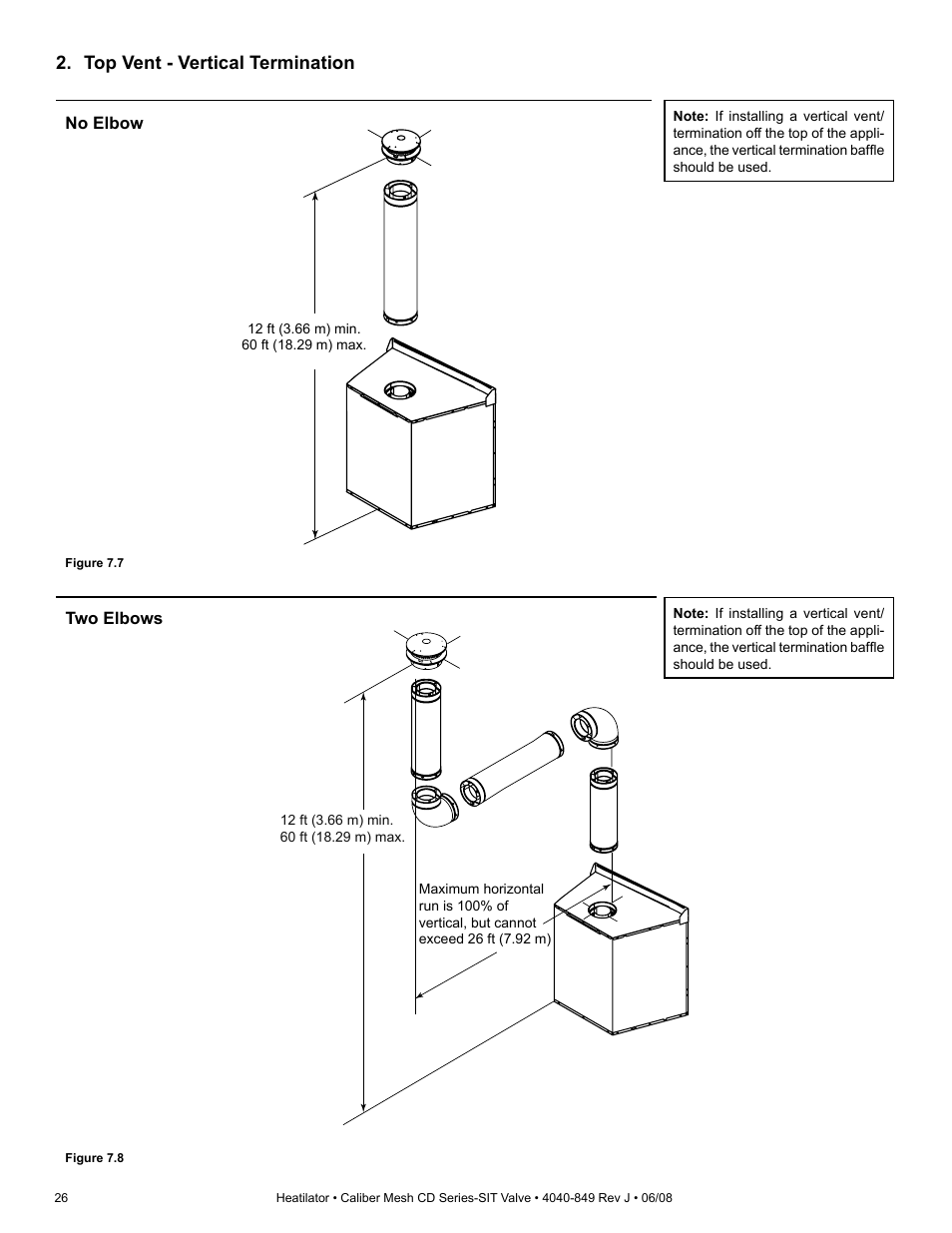 Top vent - vertical termination | Hearth and Home Technologies Direct Vent Gas Appliance CD4842MR User Manual | Page 26 / 76