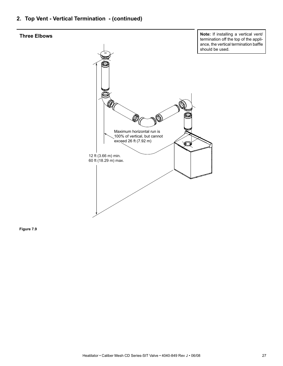 Top vent - vertical termination - (continued) | Hearth and Home Technologies Direct Vent Gas Appliance CD4842MR User Manual | Page 27 / 76