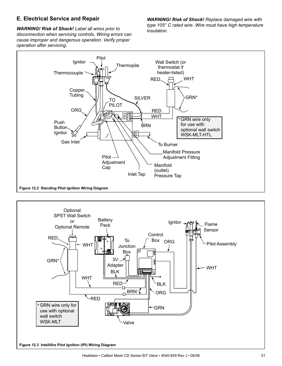 E. electrical service and repair | Hearth and Home Technologies Direct Vent Gas Appliance CD4842MR User Manual | Page 51 / 76