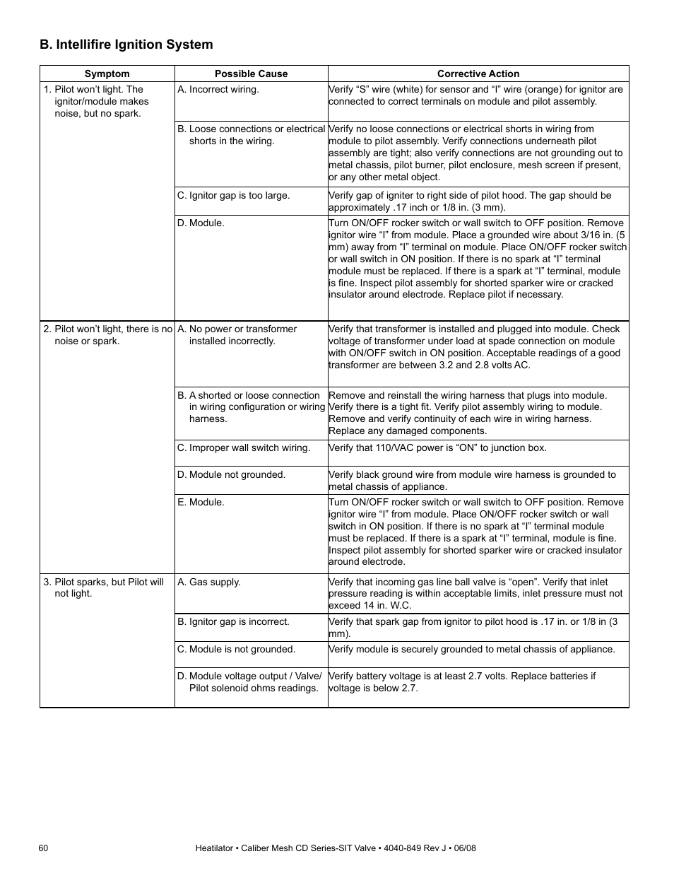 B. intellifi re ignition system | Hearth and Home Technologies Direct Vent Gas Appliance CD4842MR User Manual | Page 60 / 76