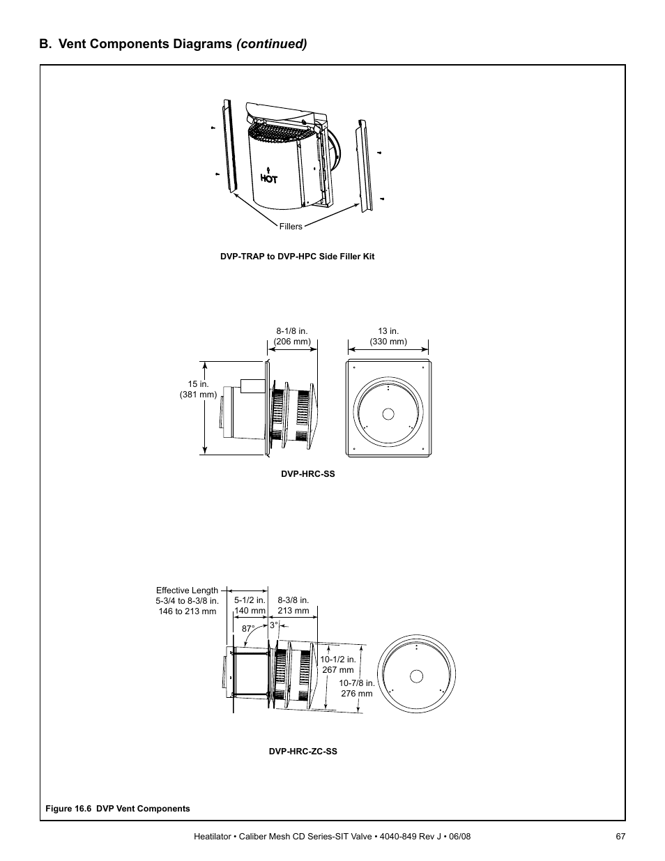 B. vent components diagrams (continued) | Hearth and Home Technologies Direct Vent Gas Appliance CD4842MR User Manual | Page 67 / 76