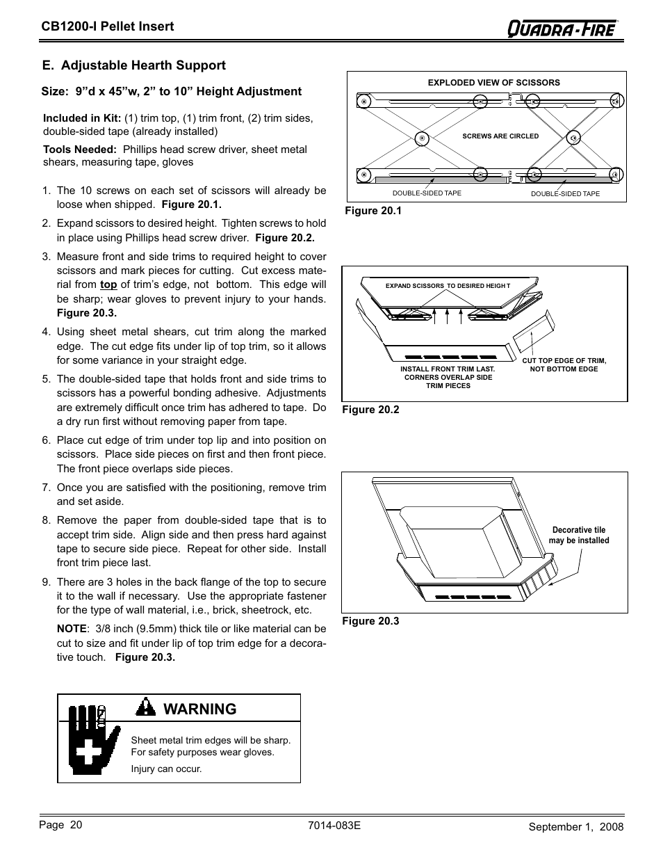 Warning | Hearth and Home Technologies CB1200I-B User Manual | Page 20 / 48