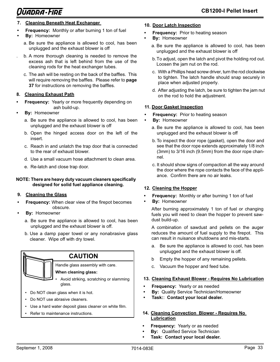 Caution | Hearth and Home Technologies CB1200I-B User Manual | Page 33 / 48