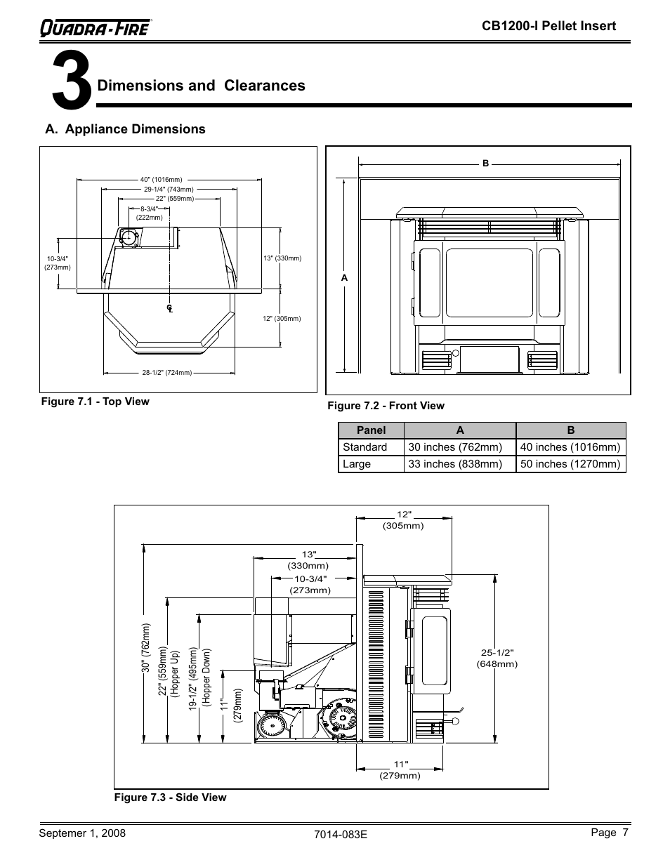 Dimensions and clearances | Hearth and Home Technologies CB1200I-B User Manual | Page 7 / 48