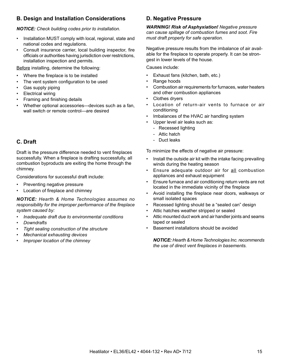 Hearth and Home Technologies EL36 User Manual | Page 15 / 54