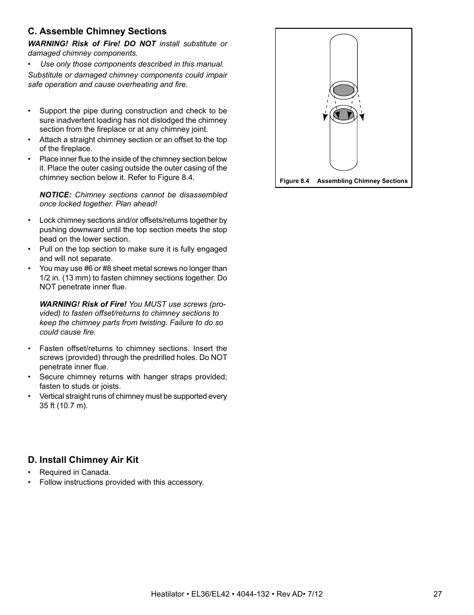 Hearth and Home Technologies EL36 User Manual | Page 27 / 54