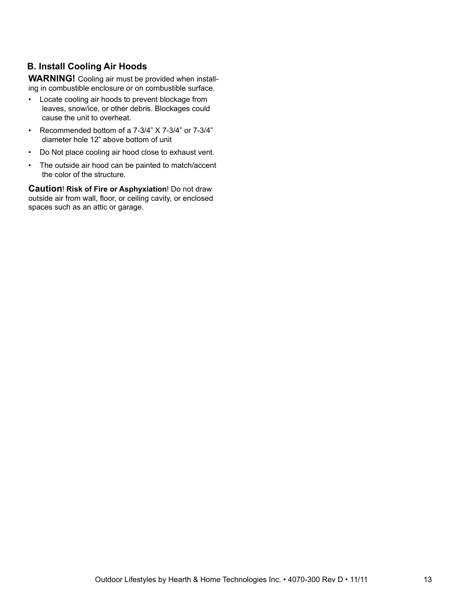 Hearth and Home Technologies CASTLEWOOD 42 User Manual | Page 13 / 43