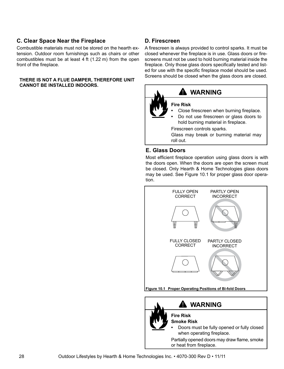 Warning | Hearth and Home Technologies CASTLEWOOD 42 User Manual | Page 28 / 43