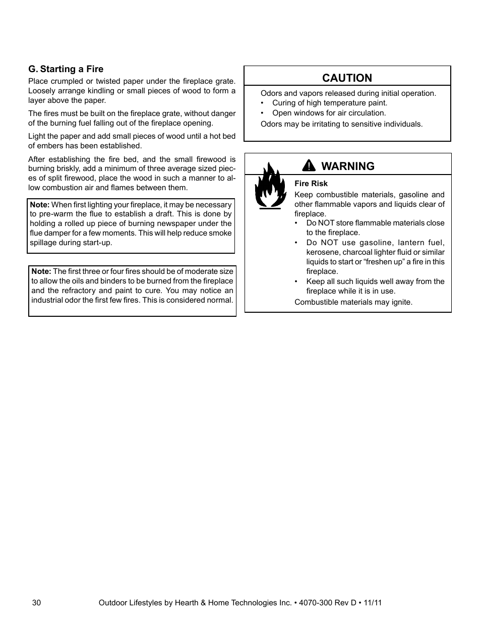 Caution, Warning | Hearth and Home Technologies CASTLEWOOD 42 User Manual | Page 30 / 43
