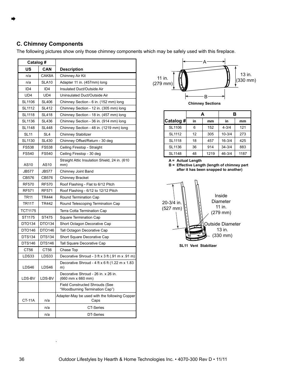 C. chimney components | Hearth and Home Technologies CASTLEWOOD 42 User Manual | Page 36 / 43