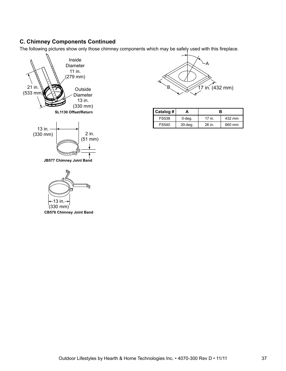C. chimney components continued | Hearth and Home Technologies CASTLEWOOD 42 User Manual | Page 37 / 43