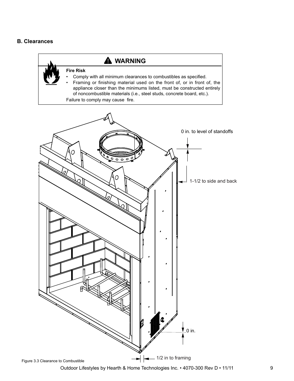 Warning | Hearth and Home Technologies CASTLEWOOD 42 User Manual | Page 9 / 43