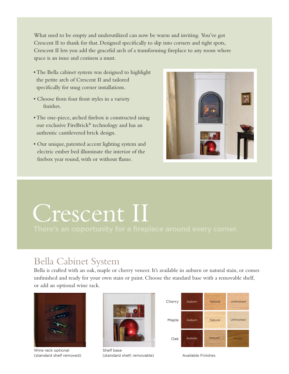 Crescent ii, Bella cabinet system | Hearth and Home Technologies Crescent II User Manual | Page 3 / 6