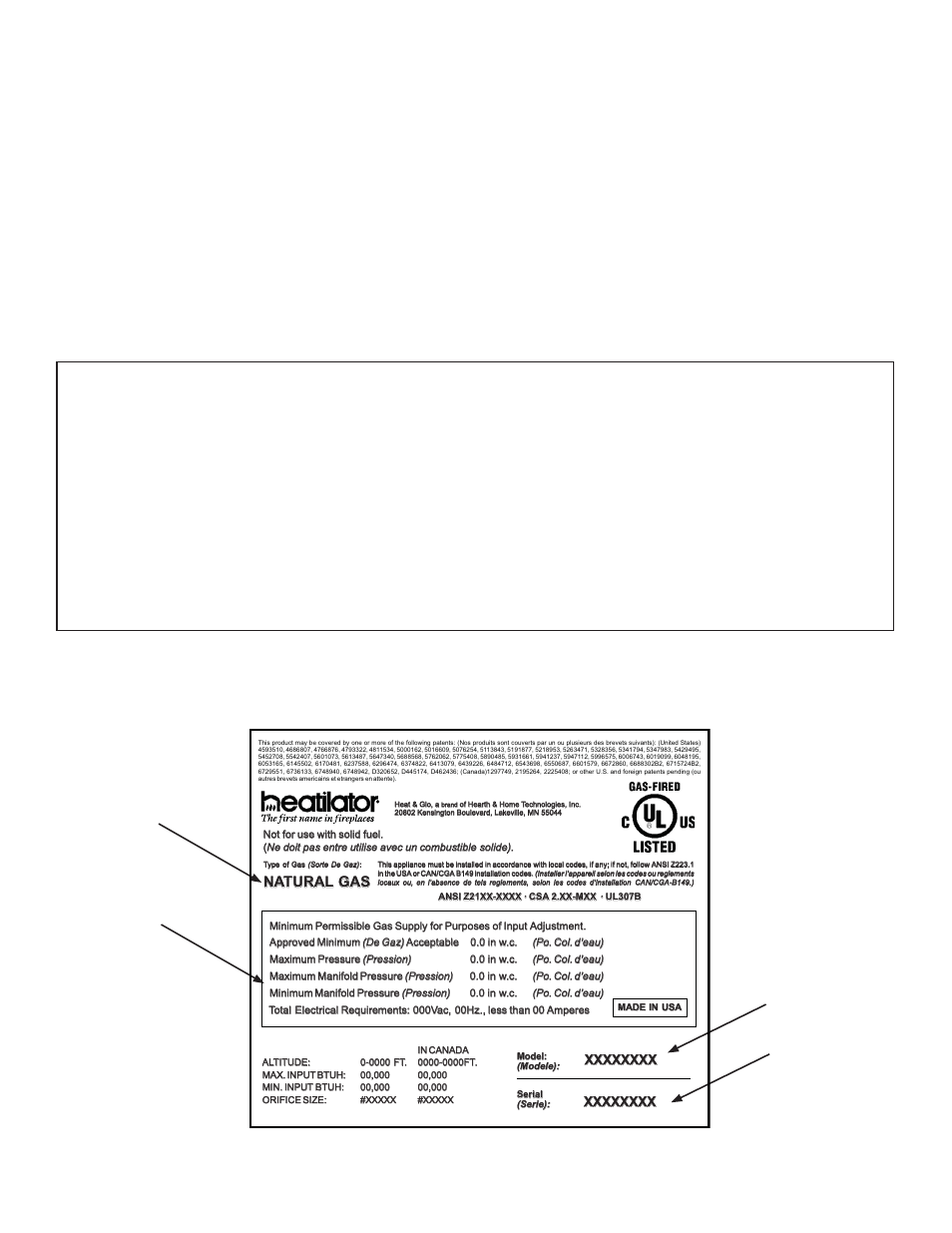 Listing label information/location, Nn a a tura l tura l ga s ga s | Hearth and Home Technologies GBST4336I User Manual | Page 2 / 50