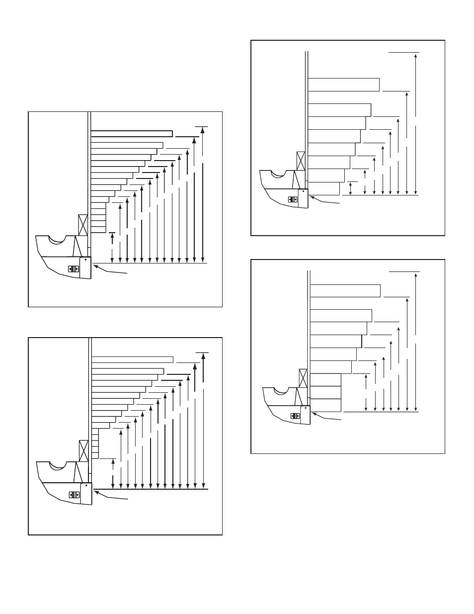 B. mantel and wall projections, Gbst4336i mantel projection, Gbfl4136i mantel projection | Gbfl4136i pier mantel projection | Hearth and Home Technologies GBST4336I User Manual | Page 34 / 50