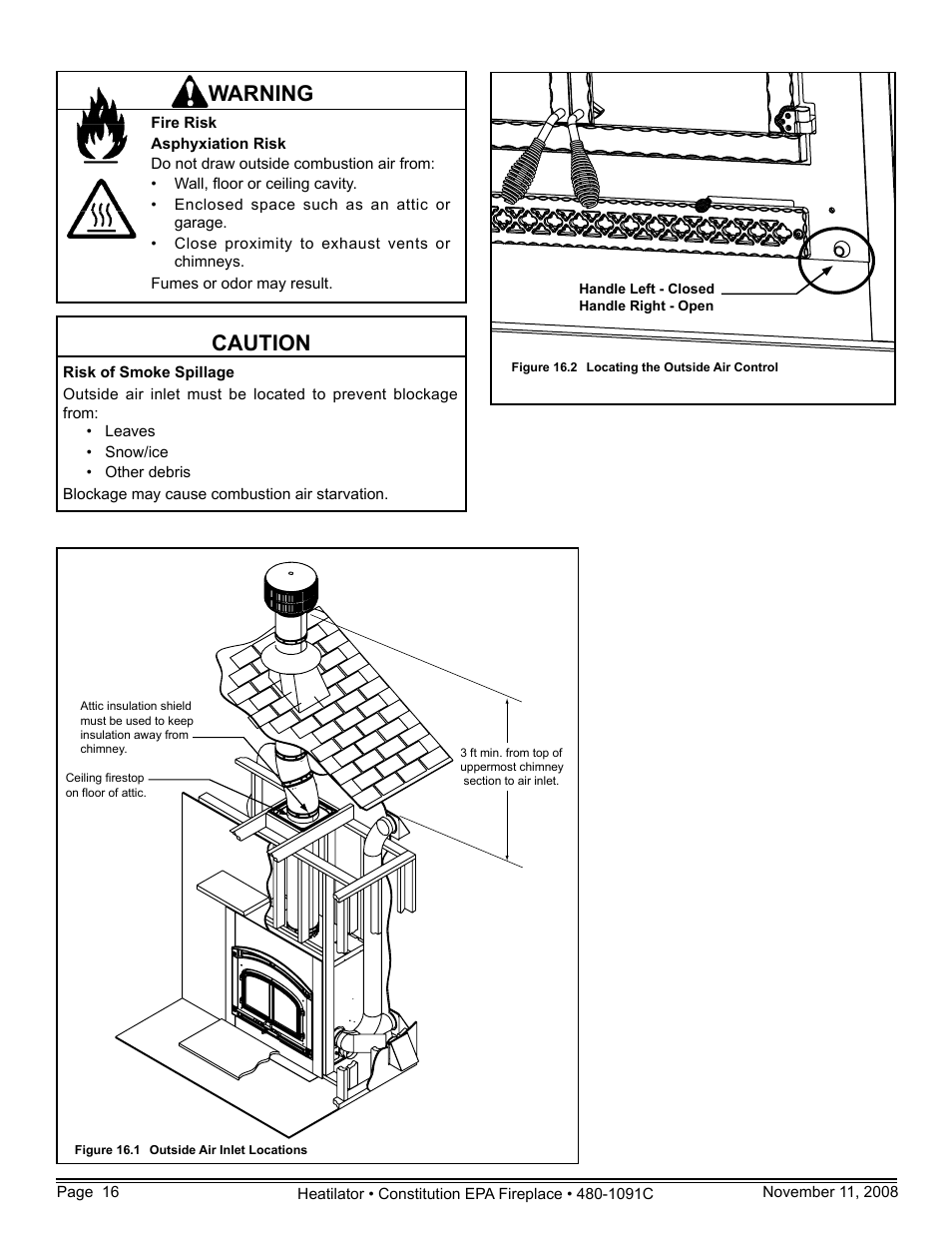 Caution, Warning | Hearth and Home Technologies C-40 User Manual | Page 16 / 72
