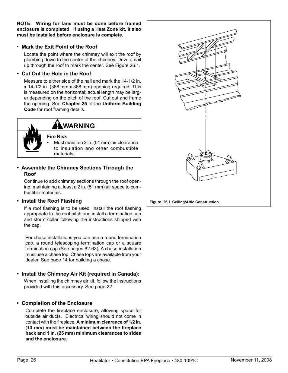 Warning | Hearth and Home Technologies C-40 User Manual | Page 26 / 72