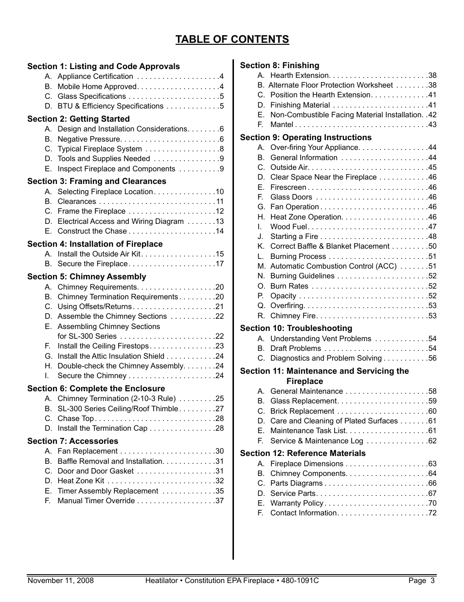 Hearth and Home Technologies C-40 User Manual | Page 3 / 72