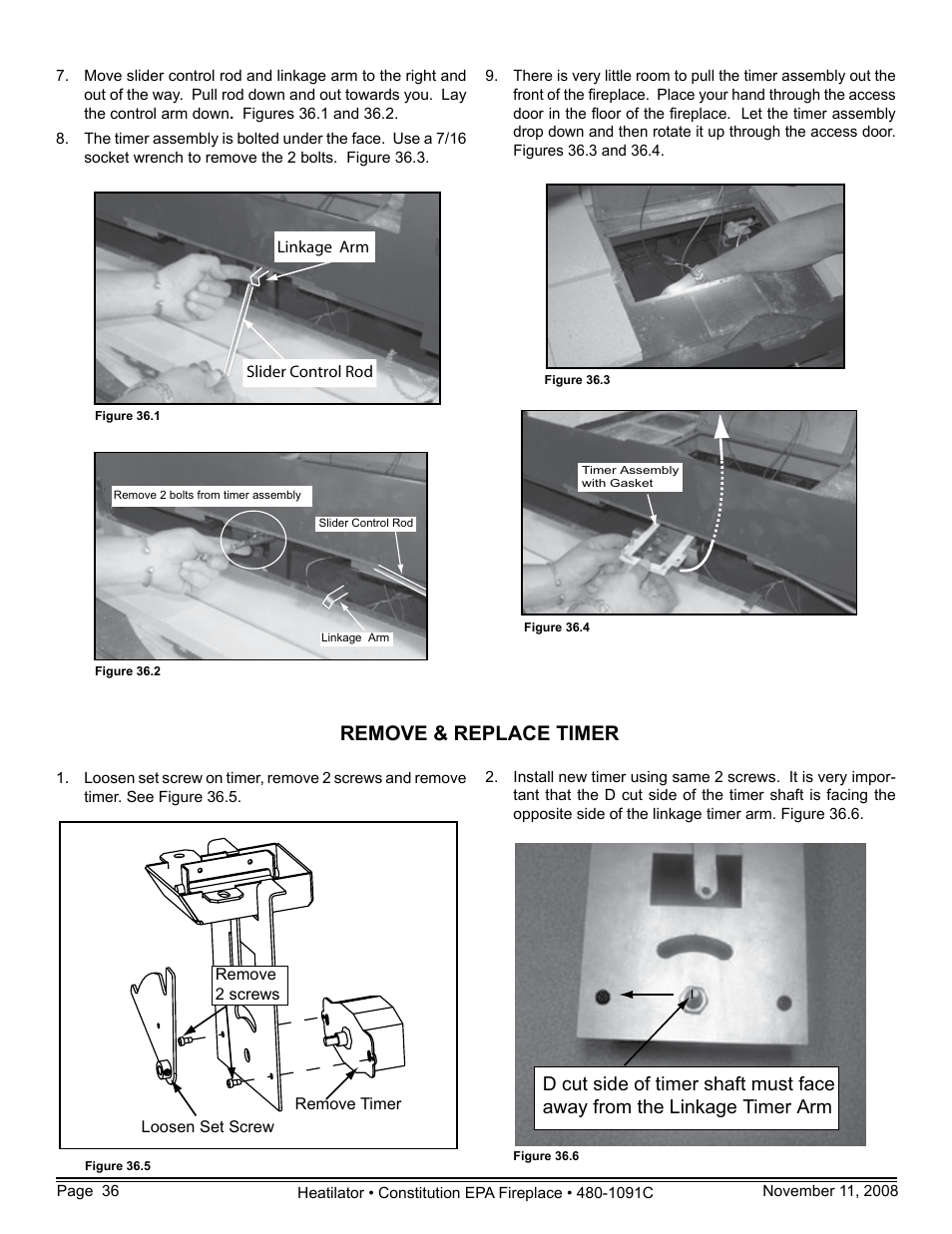 Remove & replace timer | Hearth and Home Technologies C-40 User Manual | Page 36 / 72