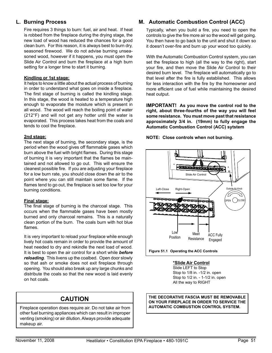 Caution | Hearth and Home Technologies C-40 User Manual | Page 51 / 72