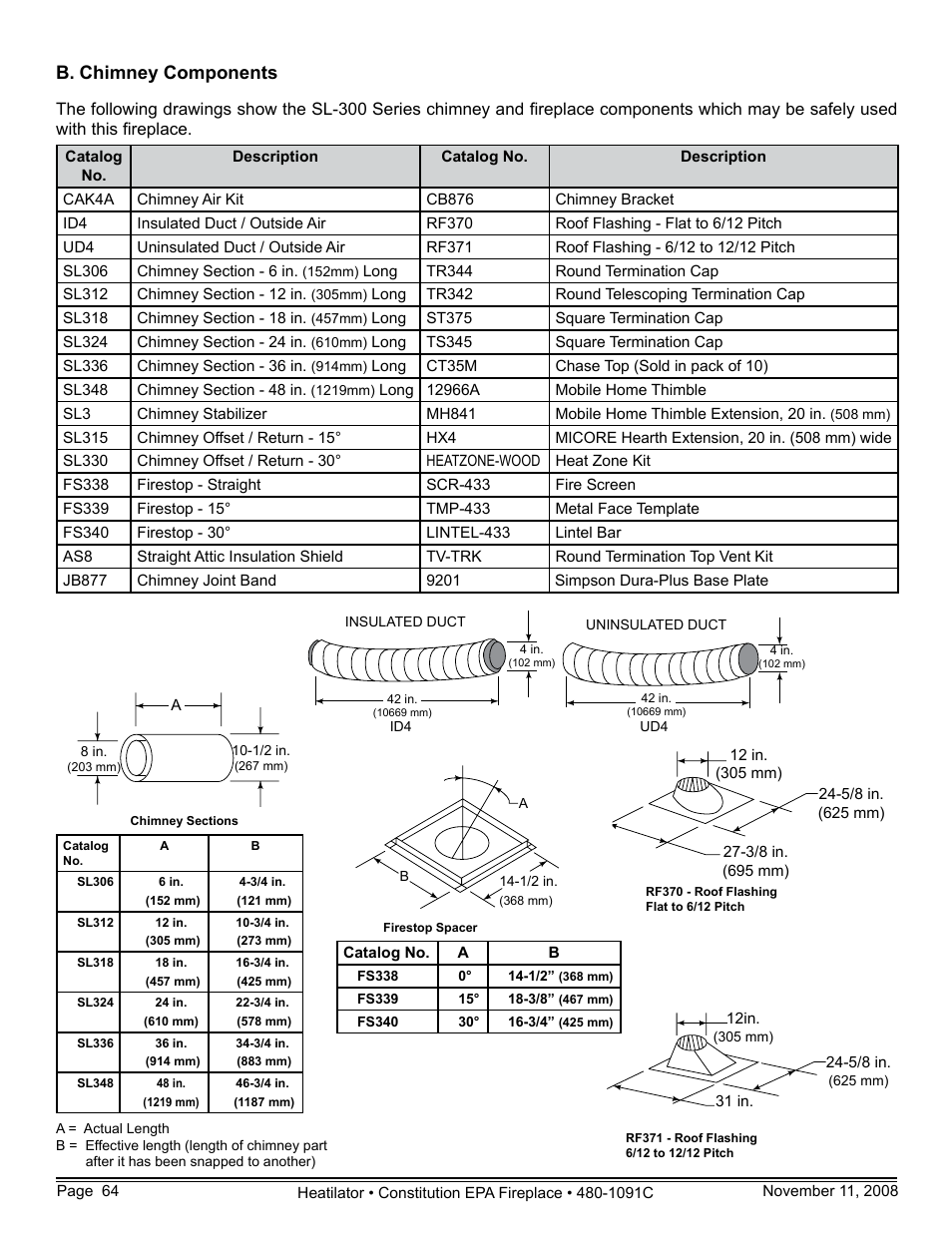 B. chimney components | Hearth and Home Technologies C-40 User Manual | Page 64 / 72