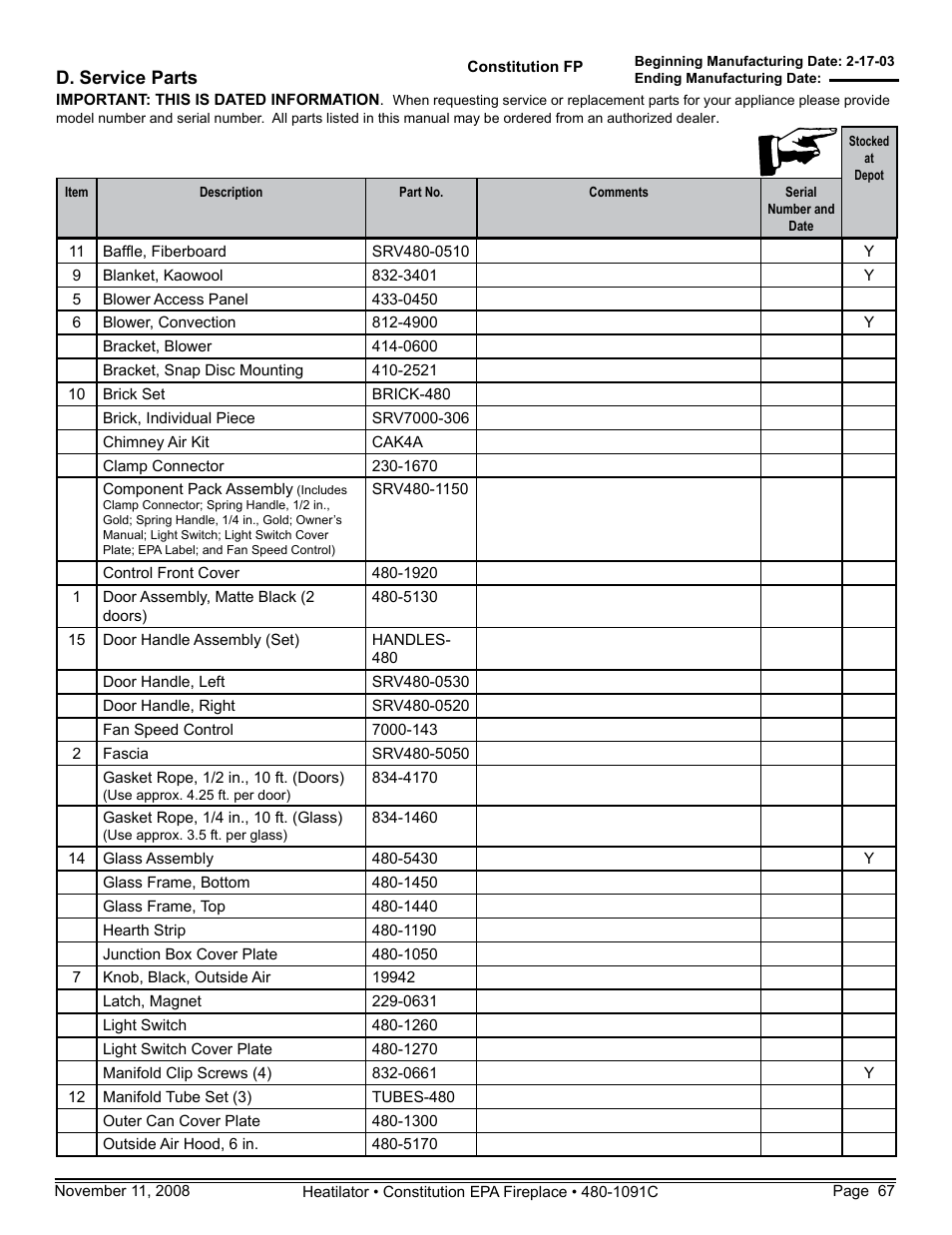 Hearth and Home Technologies C-40 User Manual | Page 67 / 72