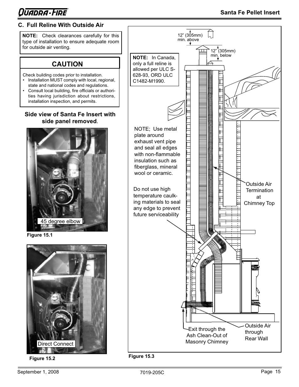 Caution | Hearth and Home Technologies Santa Fe Pellet Insert SANTAFEI-B User Manual | Page 15 / 52