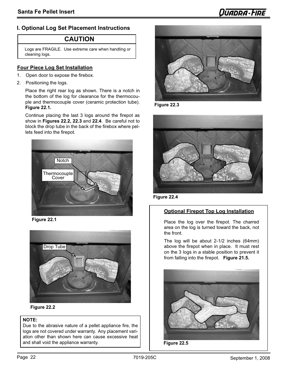 Caution | Hearth and Home Technologies Santa Fe Pellet Insert SANTAFEI-B User Manual | Page 22 / 52