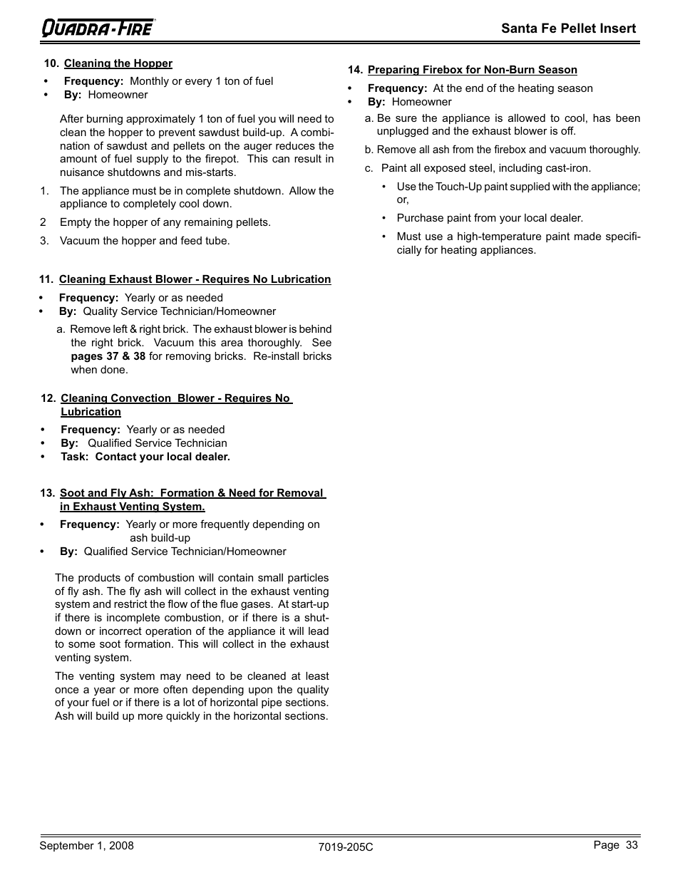 Hearth and Home Technologies Santa Fe Pellet Insert SANTAFEI-B User Manual | Page 33 / 52