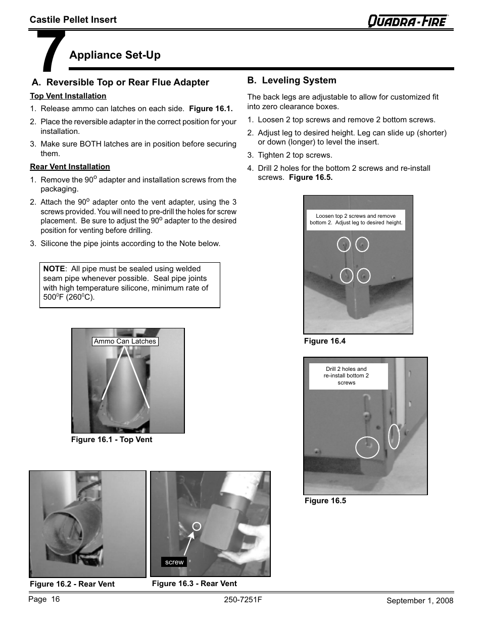 Appliance set-up | Hearth and Home Technologies Castile Insert Pellet CASTINS-CWL User Manual | Page 16 / 48