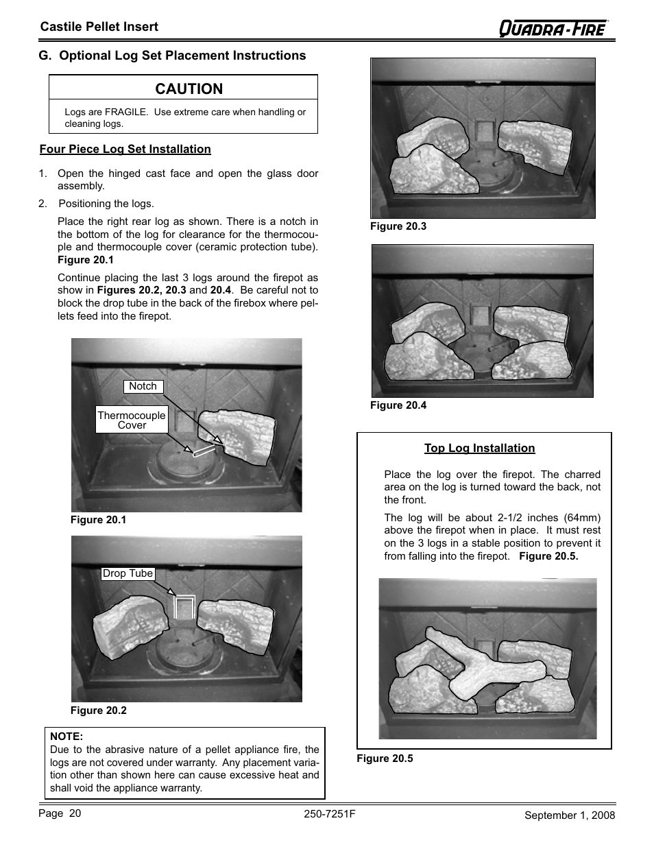 Caution | Hearth and Home Technologies Castile Insert Pellet CASTINS-CWL User Manual | Page 20 / 48