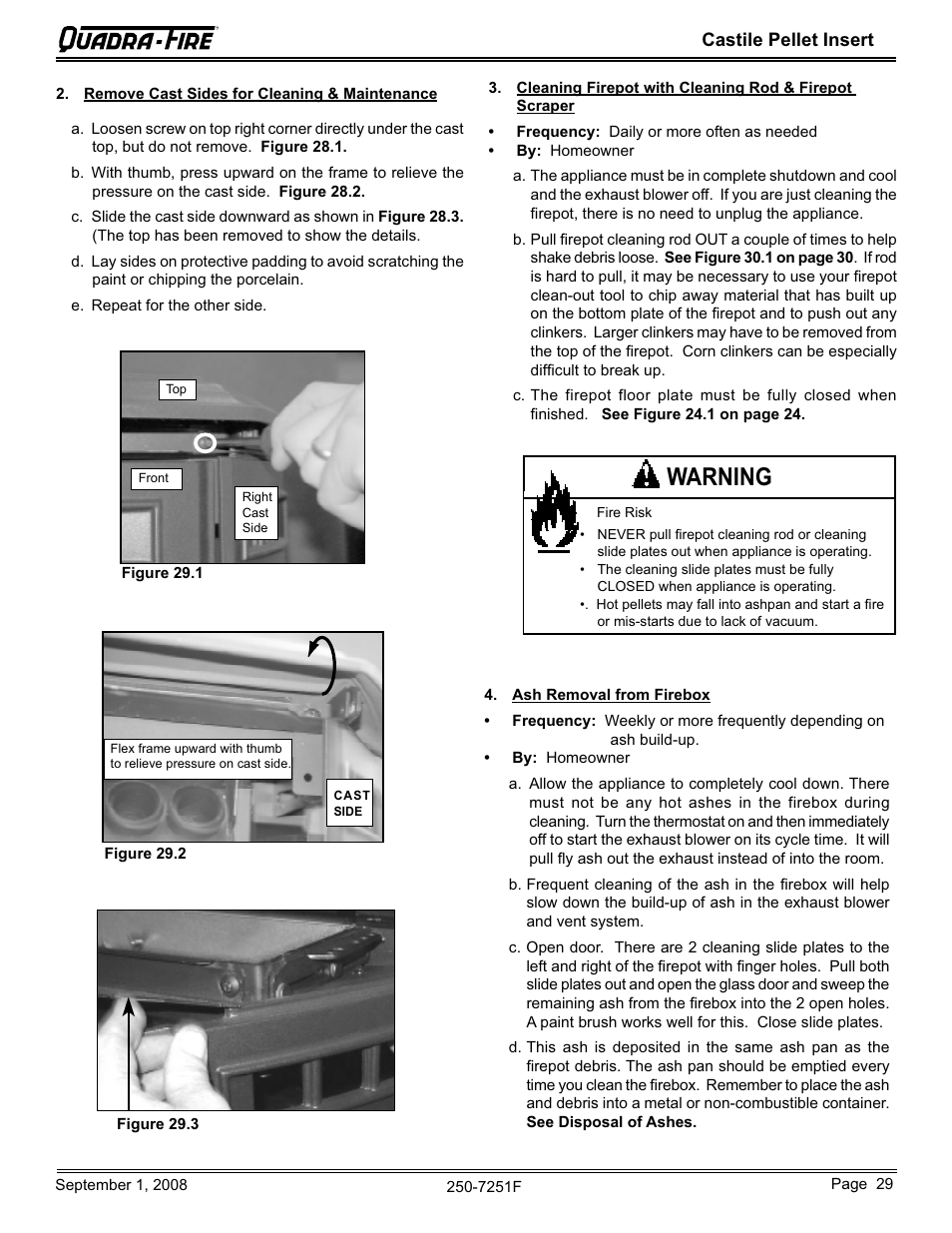 Warning | Hearth and Home Technologies Castile Insert Pellet CASTINS-CWL User Manual | Page 29 / 48