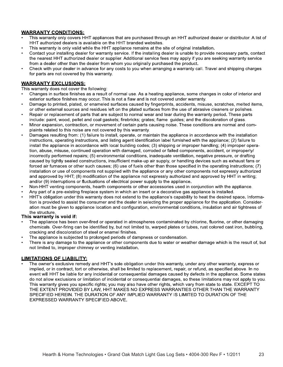 Hearth and Home Technologies GO324MTCH User Manual | Page 23 / 24