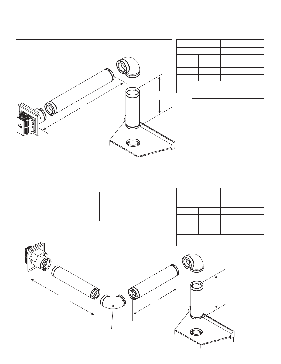One elbow two elbows, Top vent - horizontal termination, E. vent diagrams | Hearth and Home Technologies 8000TR-OAK User Manual | Page 25 / 70