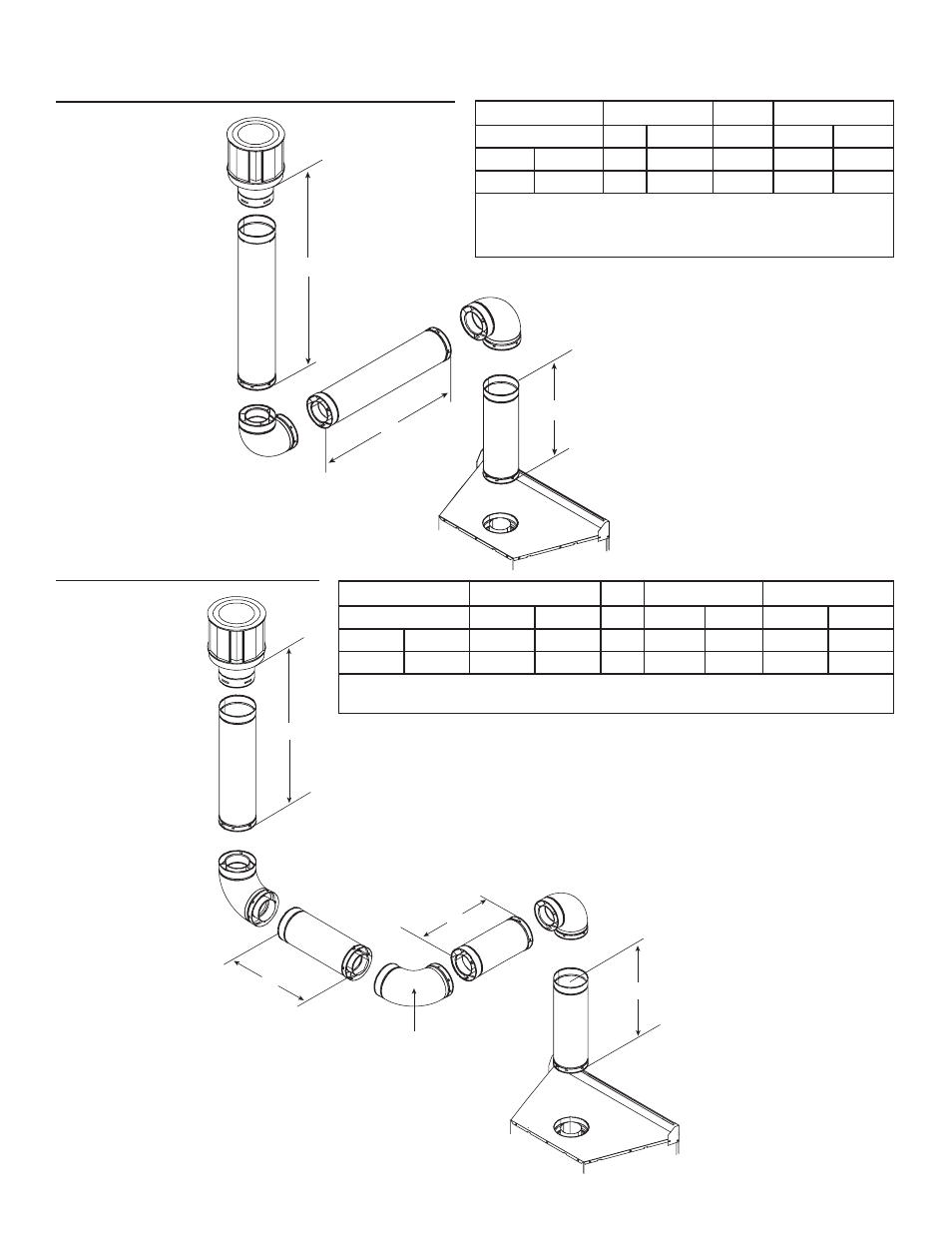 Two elbows, Three elbows, Top vent - vertical termination - (continued) | Hearth and Home Technologies 8000TR-OAK User Manual | Page 28 / 70