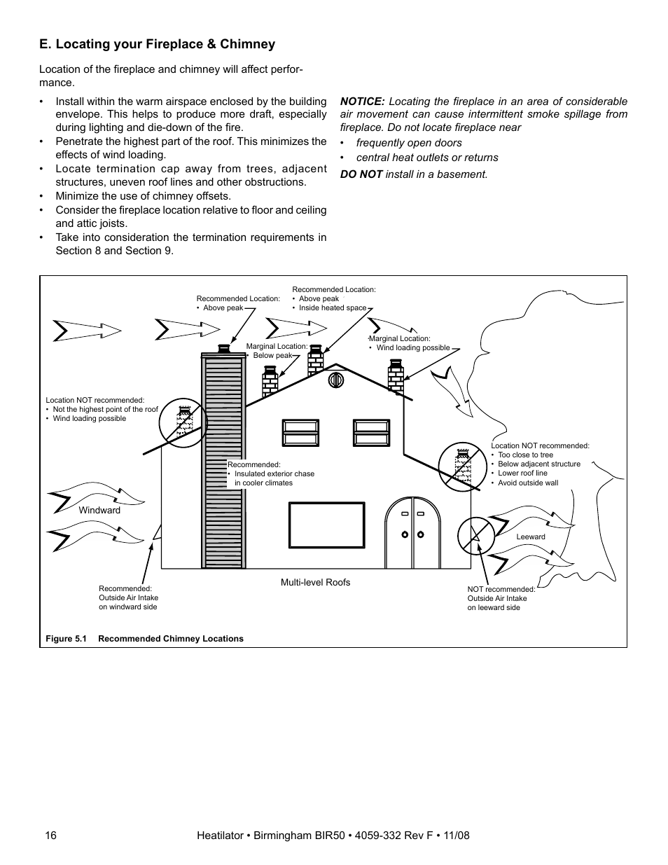 E. locating your fireplace & chimney | Hearth and Home Technologies BIR50 User Manual | Page 16 / 52