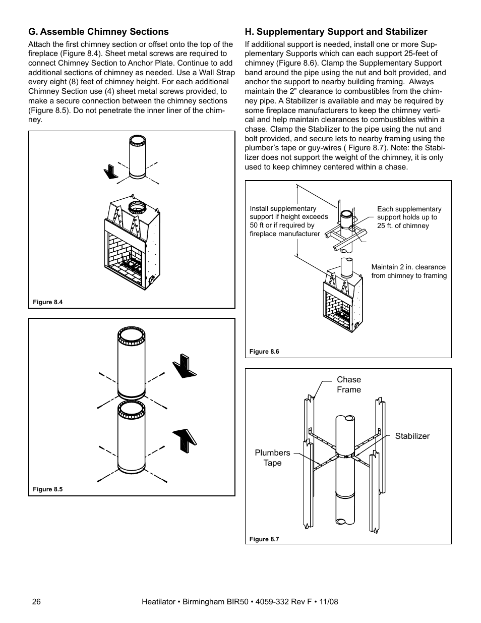 H. supplementary support and stabilizer | Hearth and Home Technologies BIR50 User Manual | Page 26 / 52