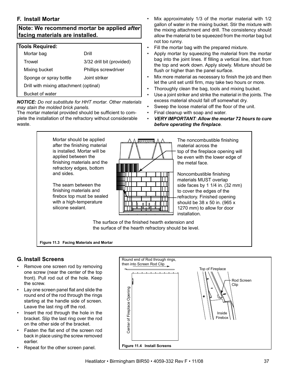 Hearth and Home Technologies BIR50 User Manual | Page 37 / 52