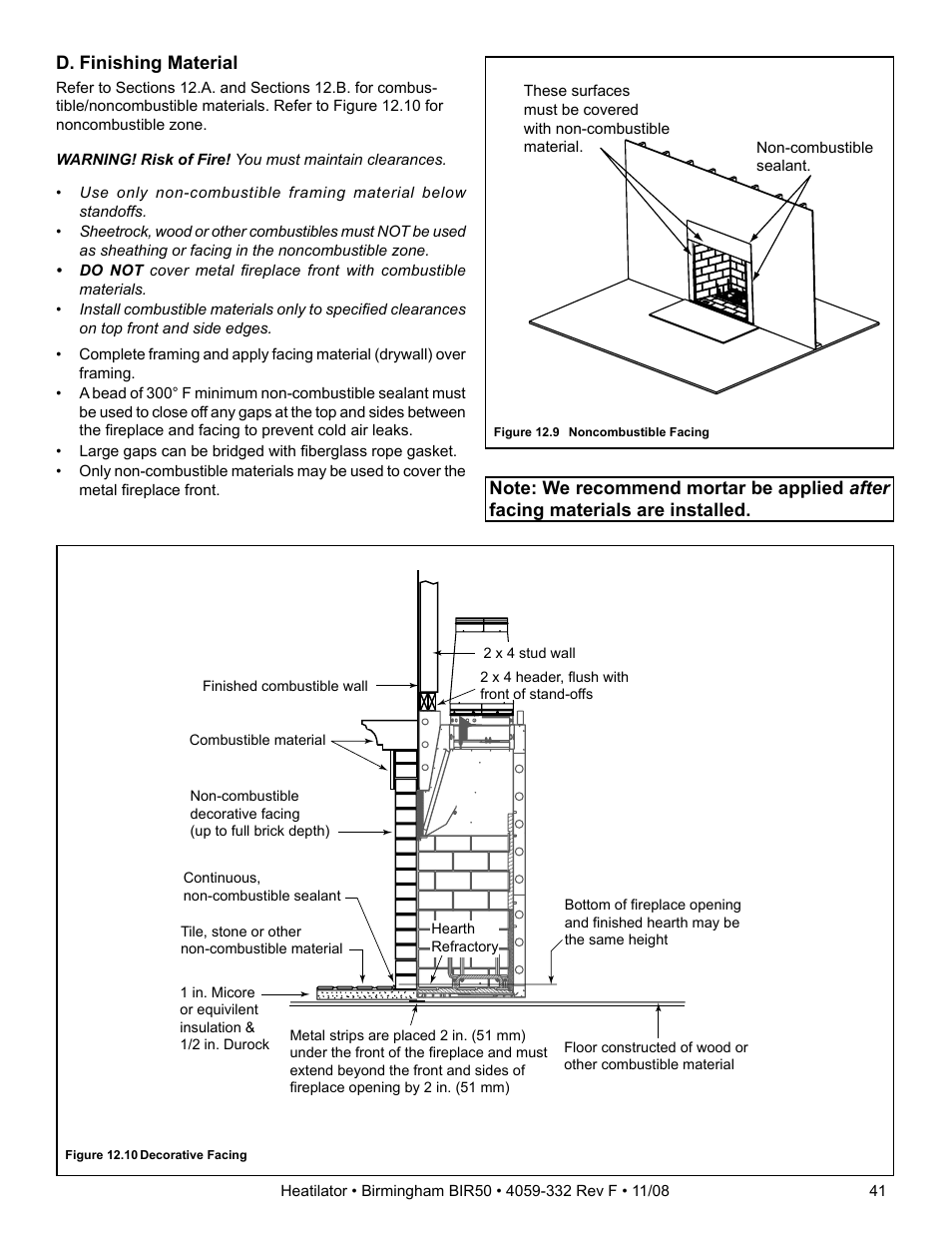 Hearth and Home Technologies BIR50 User Manual | Page 41 / 52