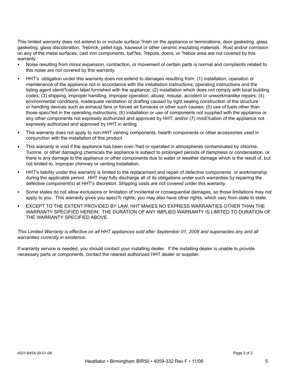 Hearth and Home Technologies BIR50 User Manual | Page 5 / 52